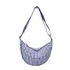 Bolso cruzado transfronterizo 2026 estilo coreano nuevo, bolso de hombro de nailon a cuadros, bolso tipo albóndiga casual versátil de moda para niñas