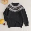 Suéteres de alta calidad de lana 100% pura serie Fair Isle para niños y niñas, tejido grueso de punto para capa base tipo pullover