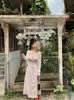 Vestido Slimming Floral de Renda com Cadarço, Estilo Francês, Sexy e Feminino, Plus Size, para Viagens e Férias de Luxo