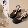 Sandalias de Mujer Verano 2025 Estilo Nuevo Tacón Grueso para Combinar con Faldas Estilo Hada Tacones Altos Mary Jane Cerrados Suaves Zapatos para Dama de Honor