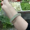Pulsera Natural Hetian de Xinjiang, Barra Redonda Gruesa, Pulsera Azul y Blanca, Hielo de Agua Clara, Pulsera Pequeña de Jade Tratado Médula Afgana