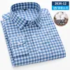 Camisa de algodón para hombre, de primavera y otoño, estilo Oxford, de manga larga, a rayas, informal, de negocios, con bolsillo, a cuadros