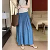 Pantalones de Pierna Ancha Holgados de Cintura Alta de Lino Estilo Coreano Versátiles Adelgazantes Klein Azul Nuevos de Verano 2026 para Mujer Petite Estilo Perezoso