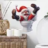 BRUP Adesivos de Assento de Vaso Sanitário de Natal Padrão Engraçado do Papai Noel Adesivos de Decoração de Banheiro HS5785C