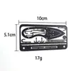 Cartão Multifuncional de Anzóis de Pesca para Exterior, Cartão Ferramenta de Sobrevivência na Natureza, Cartão de Pesca DIY, Equipamento de Pesca Portátil, Cartão de Pesca EDC