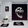 Cortina de ducha con estampado digital 3D, diseño de calavera de terror de Halloween, cortina divisoria de baño, juego de cinco piezas