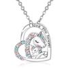 Collar de unicornio creativo transfronterizo entre Europa y Estados Unidos, collar con colgante de diamantes de imitación con forma de corazón de poni colorido de Amazon