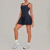Vestido de tênis floral de alta elasticidade transfronteiriço com costas bonitas para esportes ao ar livre, fitness, golfe e yoga 4126