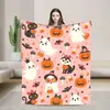 2026 Nova Manta de Flanela de Abóbora Fantasma Tema de Halloween Personalizado Manta de Sofá Manta Retrô 3D