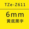 Fita Brother original TZe-Z2116/9mm amarelo fundo branco adesivo adesivo para PT-e115D210