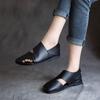 Sandalias Abiertas de Cuero Estilo Británico Elegantes Nuevas Primavera y Verano 2026, Sandalias Planas de Tacón Bajo sin Cierre de Suela Suave y Punta Cerrada