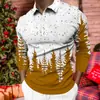 2026 Amazon Masculino Casual Manga Longa Estampado Novo Padrão de Moda Top Camisa Polo Masculina Amazon