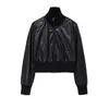 Fabricantes Mayoristas de Ropa para Mujer Transfronterizos 2026 Nuevo Estilo Europeo y Americano Moda Casual Cintura Alta Chaqueta Corta de Cuero de Aviador