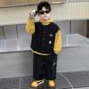 Conjunto de Ropa de Otoño para Niños 2025 Nuevo Conjunto de Tres Piezas con Chaleco para Bebé Guapo Estilo Coreano Suéter Ropa para Niños de Primavera y Otoño