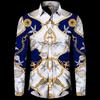 Cardigan de lapela de manga comprida masculino direto da fábrica AliExpress transfronteiriço moda masculina corrente dourada camisa longa com estampa 3D