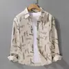 Camisa retro americana con estampado de tinta para hombre, colección otoño 2026, marca de alta gama a la moda, camisa con cuello elegante y corte holgado