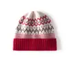 Gorro Jacquard de Cachemira Vintage para Hombres y Mujeres, Gorro de Punto con Puño Estilo Fair Isle para Clima Frío, Gorro de Punto Cálido de Moda y Versátil para Exteriores