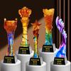 Trofeo Glaseado, de Alta Gama y Creativo, Estrella de Cinco Puntas Personalizada, Empleado Excelente, Grabado Personalizado, Trofeo de Cristal Hecho a Medida