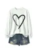 Amazon Wish Sitio Independiente Nuevo Cómodo para Mujer Otoño/Invierno Cuello Redondo Corazón Manga Larga Sudadera Capa Base Ropa Exterior Comercio Exterior En Stock