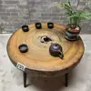 Mesa de Té de Madera de Alcanfor Talla de Raíz Madera Maciza Mesa de Café Pequeña Estilo Shaji B&B Sala de Estar Ventana Saliente Tatami Mesa Pequeña