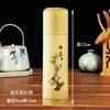 Recipiente de Chá Portátil de Tubo de Bambu Roxo Lata de Chá de Viagem Tubo de Bambu Selado com Tampa Pequena Lata de Chá de Bambu Feita à Mão