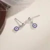 Pendientes de Zirconia Ojo Turco Azul Pendientes Ojo del Diablo Pendientes Redondos Geométricos con Perlas Diamante Azul Estilo Nicho
