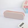 Estojo de silicone retangular criativo para lápis, caixa de papelaria para armazenamento de escritório e aprendizagem, estojo de silicone colorido para lápis, logotipo para impressão em lote