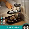 Mesita de Noche de Madera Maciza con Lámpara Perchero Integrado Estante de Almacenamiento para Mesita de Noche de Dormitorio Estante de Almacenamiento Mesa Lateral Extraíble Mesa de Café Pequeña
