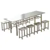Mesa e cadeira de fast food 6 pessoas mesa e cadeira de refeitório banqueta suspensa de aço inoxidável mesa de jantar combinação de mesa e cadeira para refeitório escolar de empresa