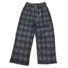 Pantalones Retro a Cuadros Gruesos con Forro de Polar para Mujer, Cintura Elástica, Corte Holgado, Casual, Versátiles, Pantalones Rectos Adelgazantes, Nuevos para Otoño e Invierno