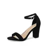Sandalias de tacón alto de verano en stock para mujer, talla ancha, talla grande, punta redonda, tacón grueso, punta abierta, estilo europeo y americano, zapatos de tacón alto adelgazantes