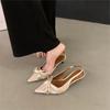 Zapatos de Tacón Alto de Aguja con Lazo Puntiagudo Francés para Mujer 2024 Nuevo Verano Elegantes Sandalias de Punta Socialité