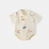 Enterizo de Verano Estilo Kimono para Recién Nacidos, Mameluco Triangular de Gasa de Algodón Puro, Body Delgado de Manga Corta para Bebé