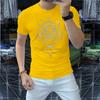 Camiseta de manga corta con perforación en caliente para hombre, cuello redondo, media manga, top de tigre, ropa de verano transpirable, novedad de 2023