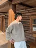 Suéter Falso de Dos Piezas Estilo Retro Old Money para Hombre Invierno Tejido Retorcido Perezoso Textura Pesada Holgada Camisa Base
