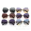 Gafas de Sol Poligonales Sin Marco Cortadas en el Borde Transfronterizas Europeas y Americanas Moda Femenina Gafas de Sol Tendencia 2025 Gafas de Sol Nuevas