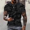 Cross-border Factory Atacado Masculino 3D Print Manga Curta T-Shirt Top Tamanho Grande Masculino Crewneck Camuflagem T-Shirt