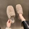 Pantuflas Baotou Mao Mao para mujer, forradas de felpa, cálidas, famosas en internet, nuevas de moda invierno 2024, versátiles, de felpa y algodón
