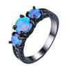 Anillo de ópalo azul personalizado de moda transfronteriza europea y americana, anillo de oro negro de alta gama, pulsera, anillo de moda para celebridades para mujeres