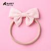 2022 Estilo Coreano Nuevo Fresco Algodón y Lino Pequeño Cuadrado Accesorios para el Cabello Niños Súper Suave Nylon Lazo Banda para el Cabello