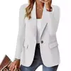 2025 Amazon WISH venda quente outono cardigã de cor sólida de manga comprida pequeno blazer para mulheres