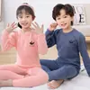 Conjunto de ropa interior térmica de otoño para niños con cuello medio, conjunto de ropa interior térmica para niñas, pijamas para niños, camisetas interiores para niños pequeñas y medianas para estudiantes