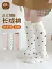 Calcetines infantiles hasta la pantorrilla, calcetines de algodón nuevos para otoño e invierno para estudiantes, calcetines de pantorrilla con mariposas de lunares, calcetines largos para bebé, calcetines apilables para niñas