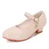 Sapatos de Couro Brilhantes de Princesa para Crianças, Sapatos de Performance para Estudantes, Sapatos de Desfile para Meninas, Saltos Altos para Meninas Pequenas Atacado