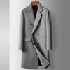 Abrigo de hombre otoño e invierno largo cruzado de lana hecho a mano gabardina juvenil de negocios de doble cara de color sólido abrigo cálido