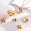 Estilo Ins Corazón Dorado Rombo Gota de Agua Diamante Rosa Acero Inoxidable Colgante para Collar DIY Colgantes para Pendientes Pulsera