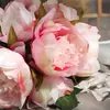 Buquê de peônias artificiais de 6 peças para decoração de cena, flores de peônia de alta qualidade para casamentos, flores artificiais