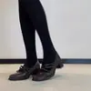 Zapatos Mary Jane Retro Estilo Británico con Lazo para Mujer, Modelos Primavera y Otoño 2026, Punta Cuadrada, Tacón Grueso, Boca Baja, Zapatos de una Sola Pieza de Cuero Genuino