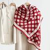 Nuevo Chal Estampado Camelia Rojo Angora Bufanda Larga Imitación Lana de Oveja Bufanda Decorativa Cálida para Mujer