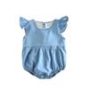 Ins Ropa de verano europea y americana para niños, bebé, manga corta con volantes, chaqueta enteriza, espalda hueca con amor, ropa de escalada vaquera